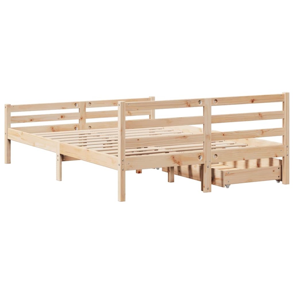 Estructura de cama sin colchón madera maciza de pino 160x200