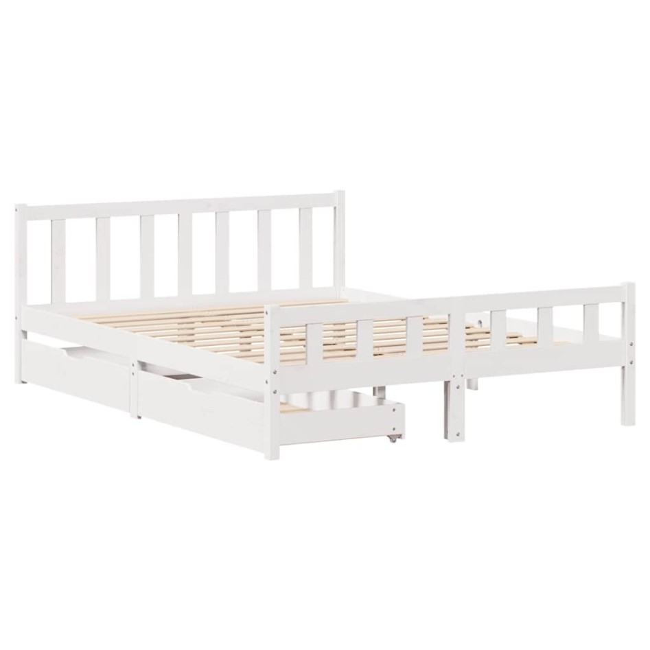 Estructura de cama sin colchón madera maciza de pino 160x200