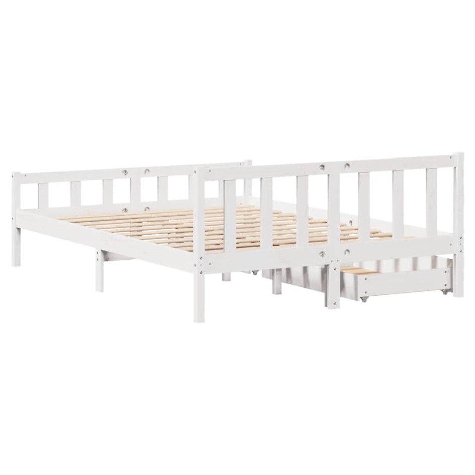 Estructura de cama sin colchón madera maciza de pino 160x200