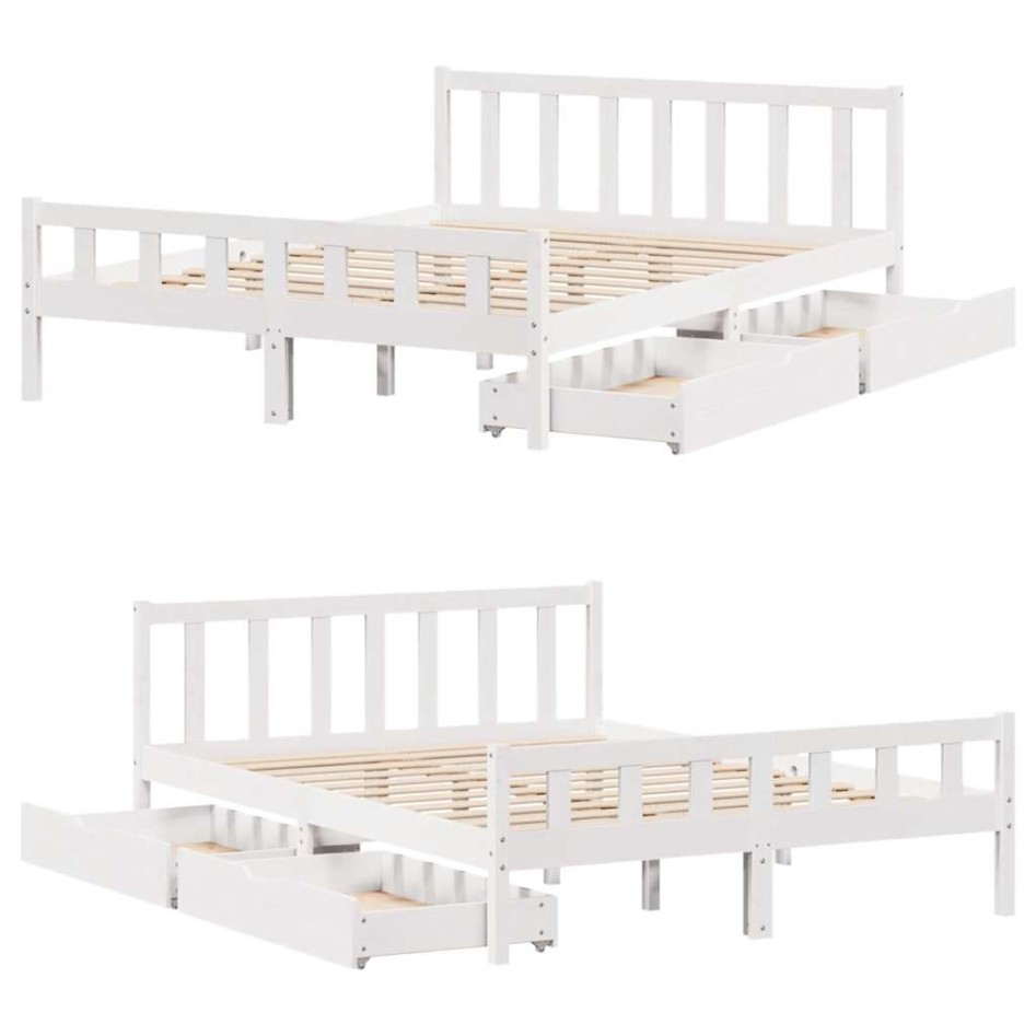 Estructura de cama sin colchón madera maciza de pino 160x200