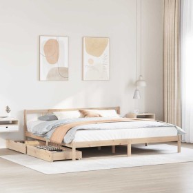 Estructura de cama sin colchón madera maciza de pino 180x200