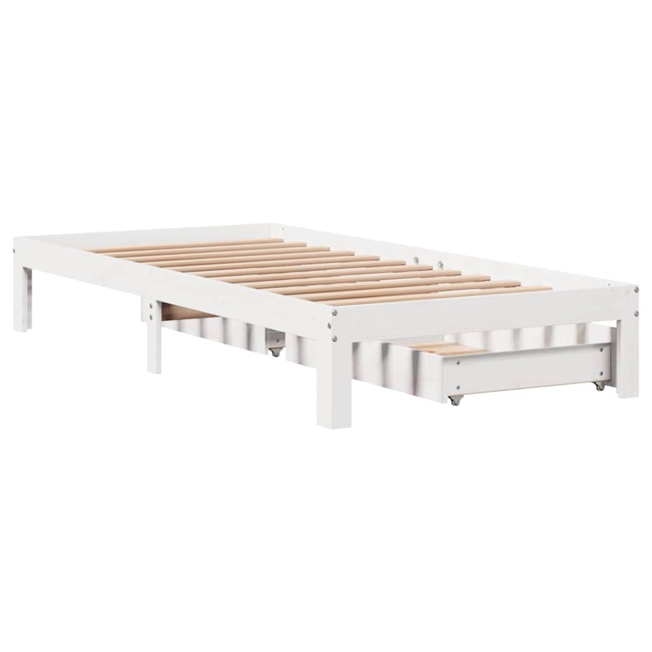 Estructura cama con cajones madera maciza pino blanco 75x190