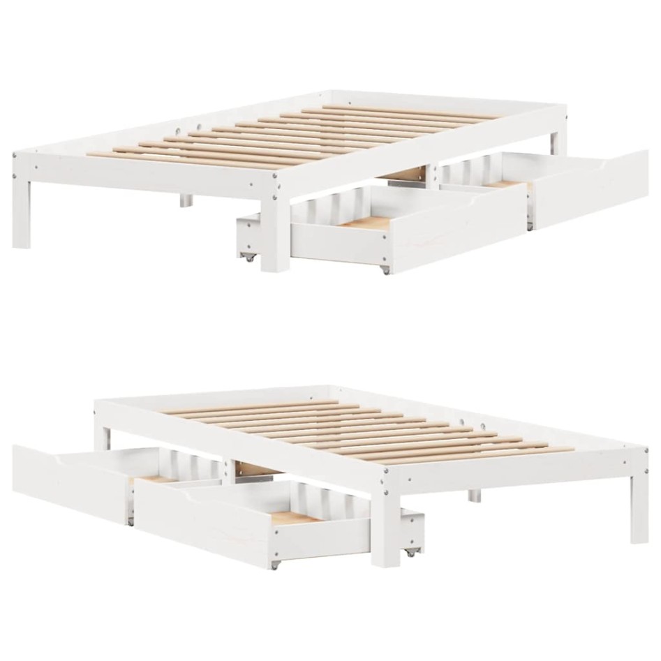Estructura cama con cajones madera maciza pino blanco 75x190
