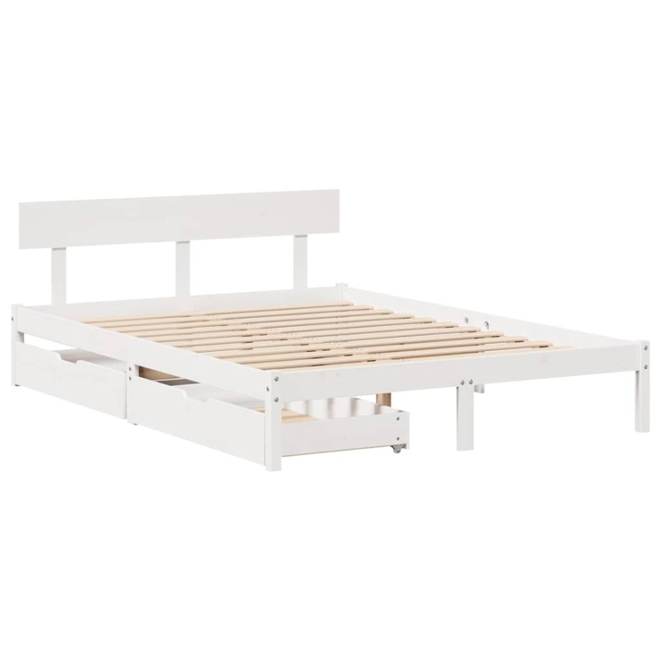Estructura de cama sin colchón madera maciza de pino 160x200