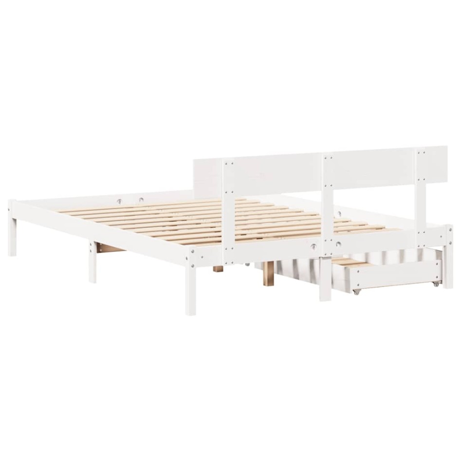 Estructura de cama sin colchón madera maciza de pino 160x200