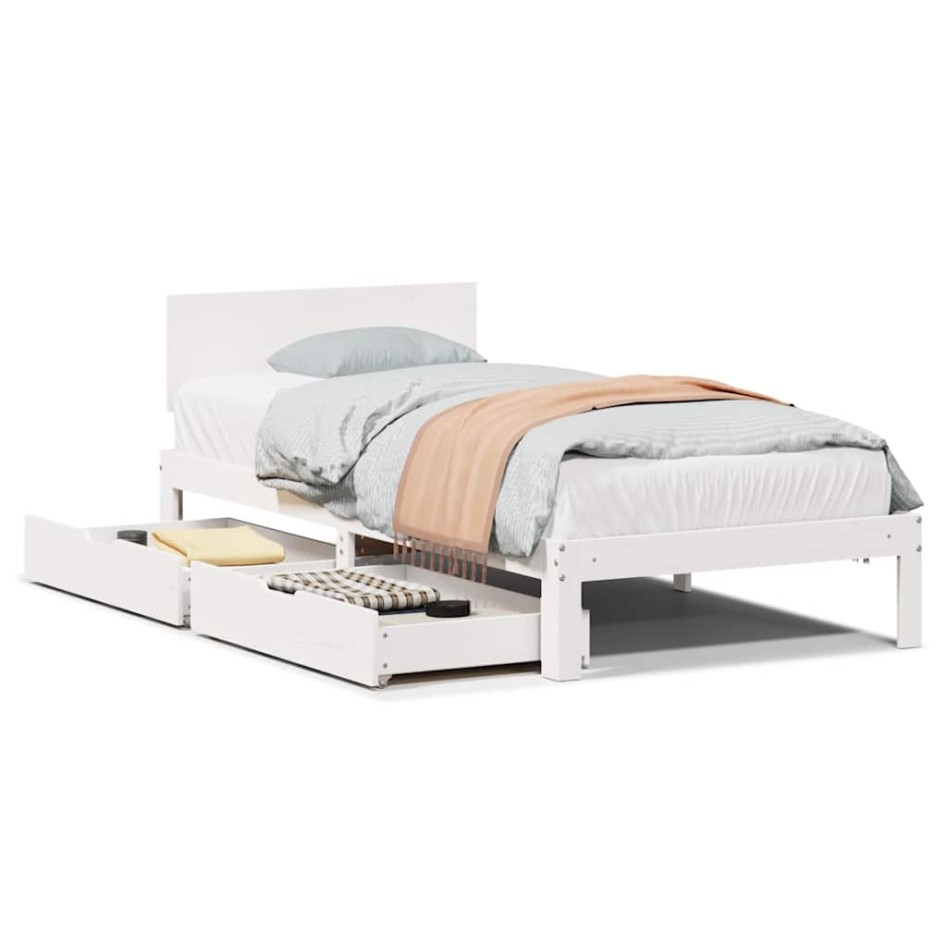 Estructura cama con cajones madera maciza pino blanca 90x190