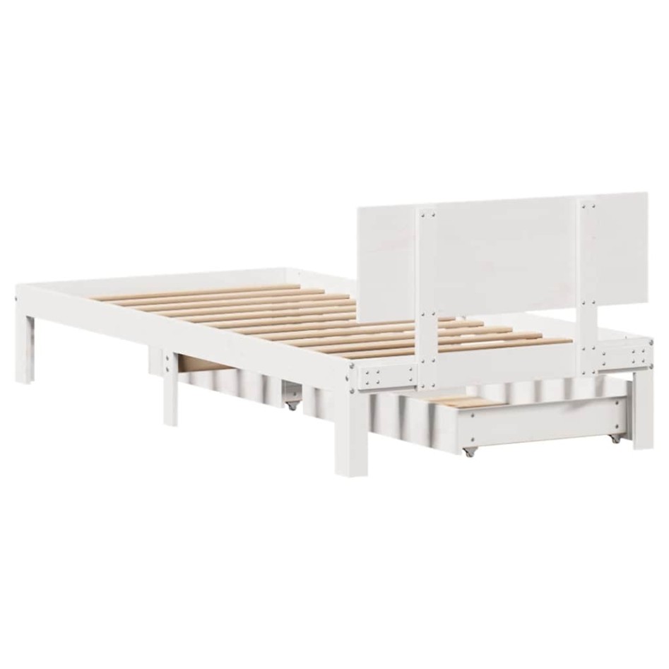 Estructura cama con cajones madera maciza pino blanca 90x190