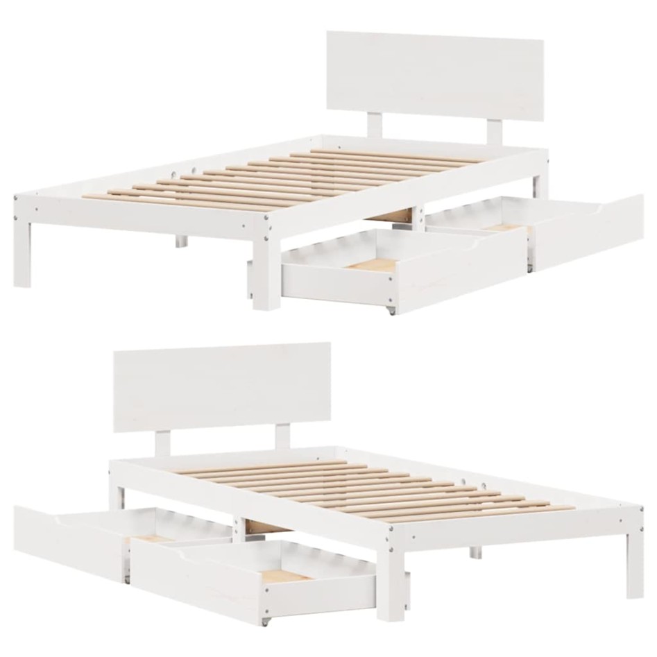 Estructura cama con cajones madera maciza pino blanca 90x190