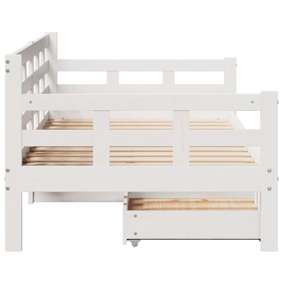 Sofá cama con cajones madera maciza de pino blanco 90x200