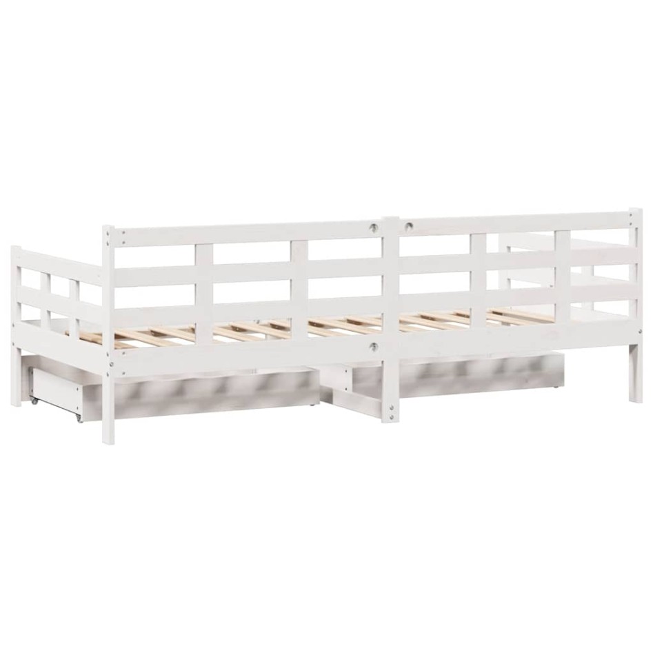 Sofá cama con cajones madera maciza de pino blanco 90x200