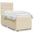 Cama box spring con colchón tela color crema 100x200