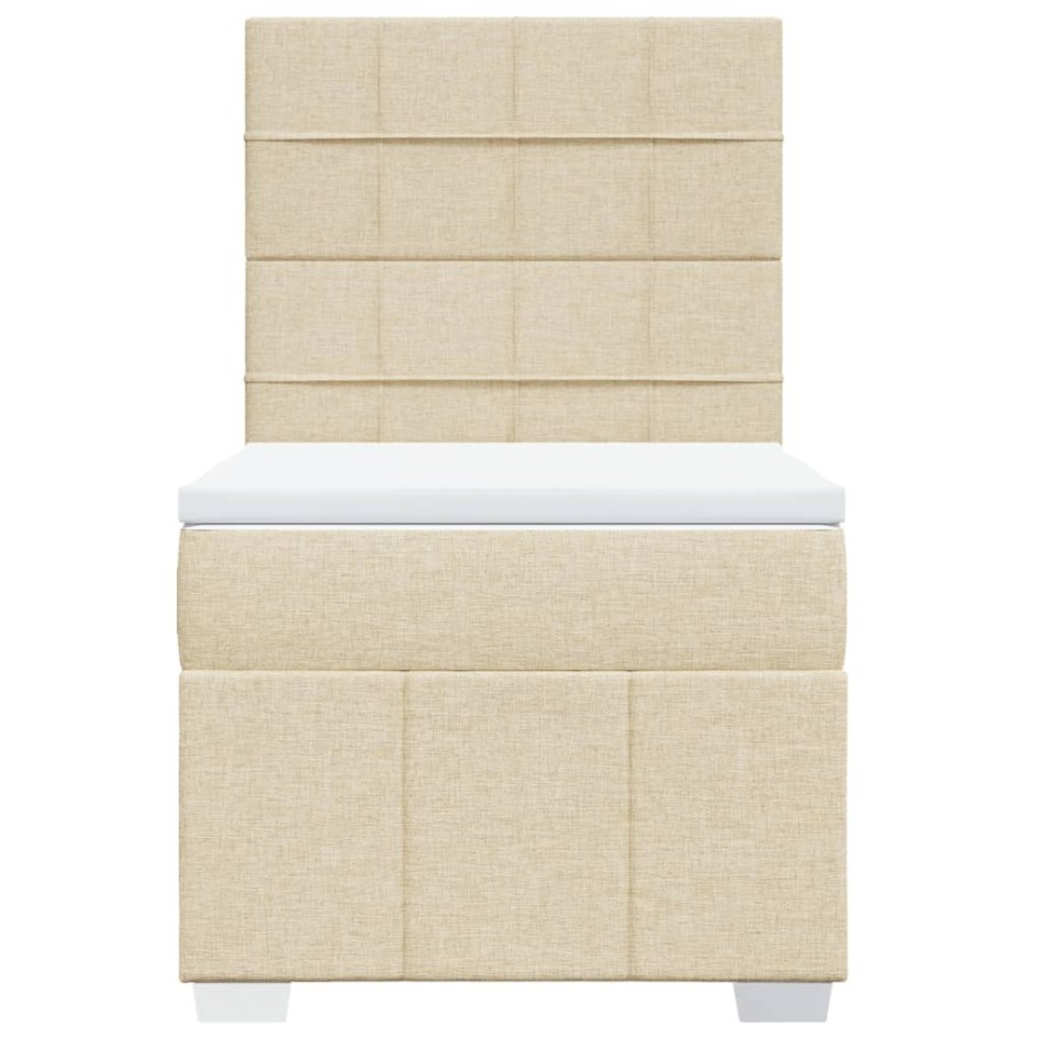 Cama box spring con colchón tela color crema 100x200
