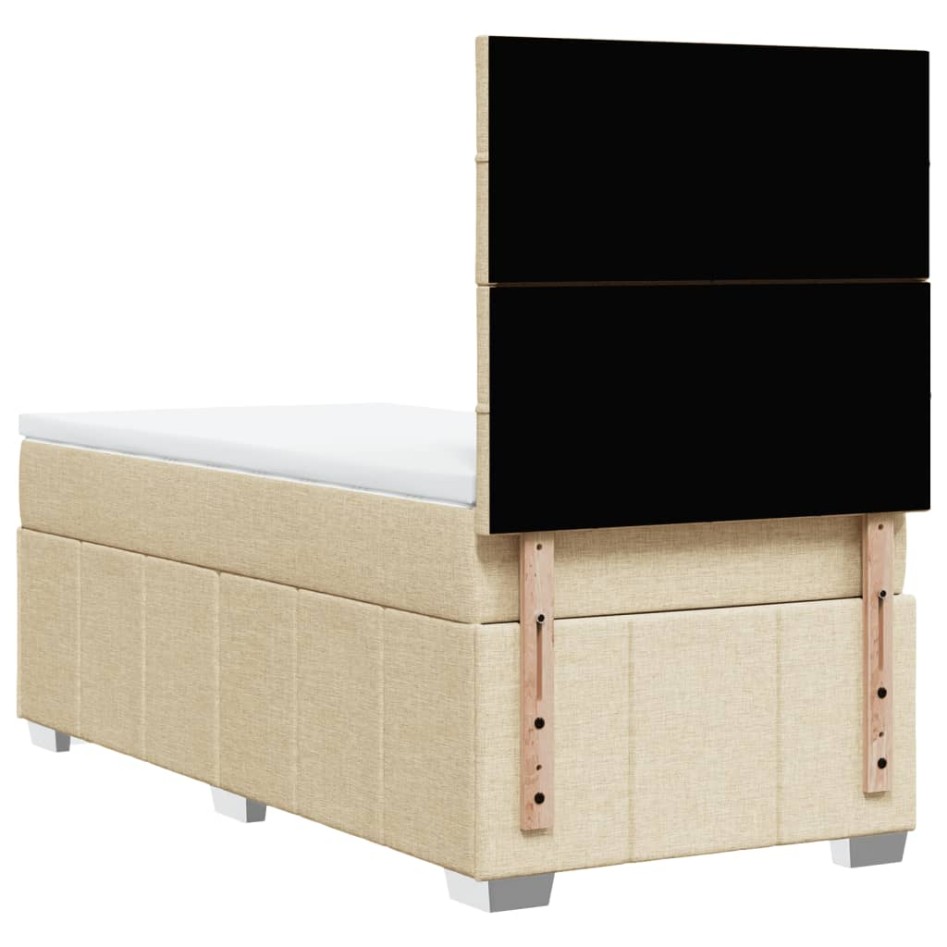 Cama box spring con colchón tela color crema 100x200