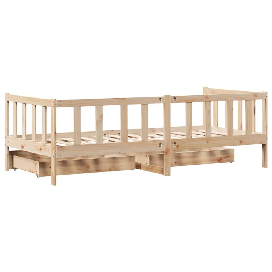 Sofá cama con cajones madera maciza de pino 80x200