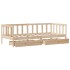 Sofá cama con cajones madera maciza de pino 80x200