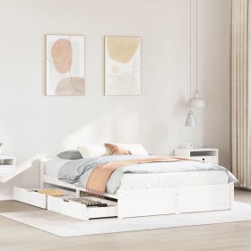 Estructura de cama sin colchón madera de pino blanca 140x200