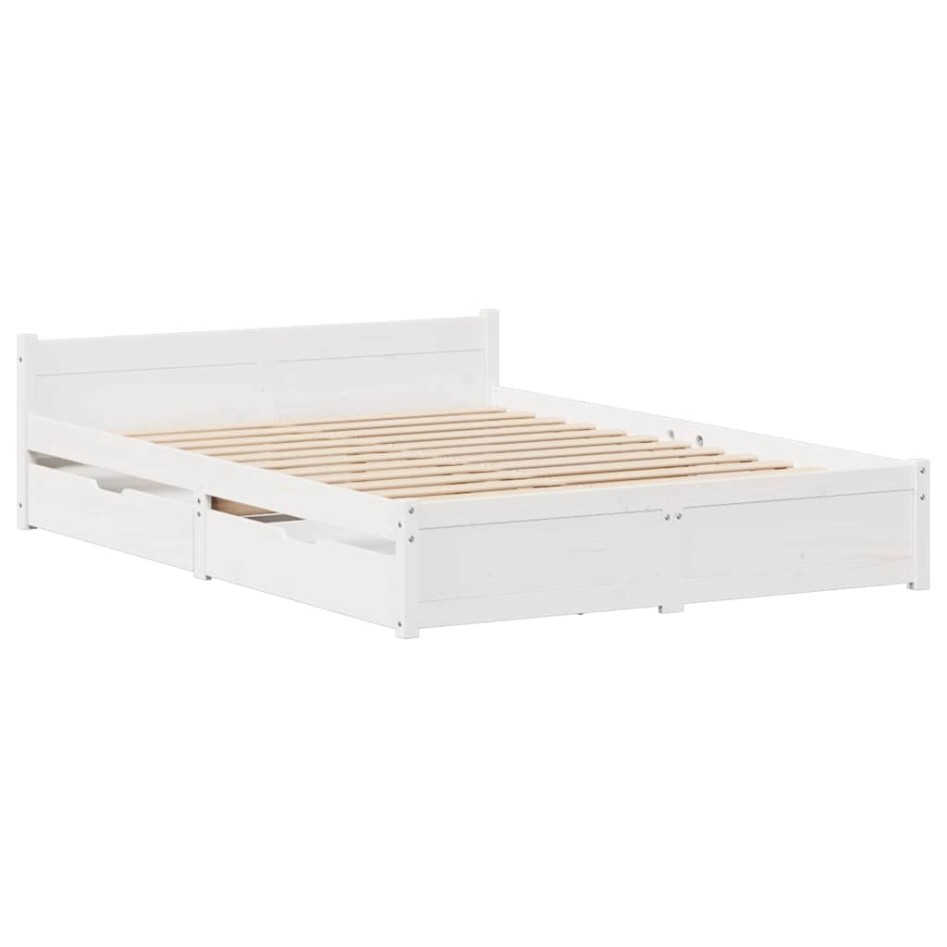 Estructura de cama sin colchón madera de pino blanca 140x200