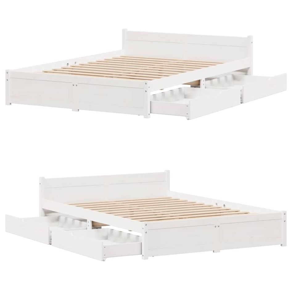 Estructura de cama sin colchón madera de pino blanca 140x200