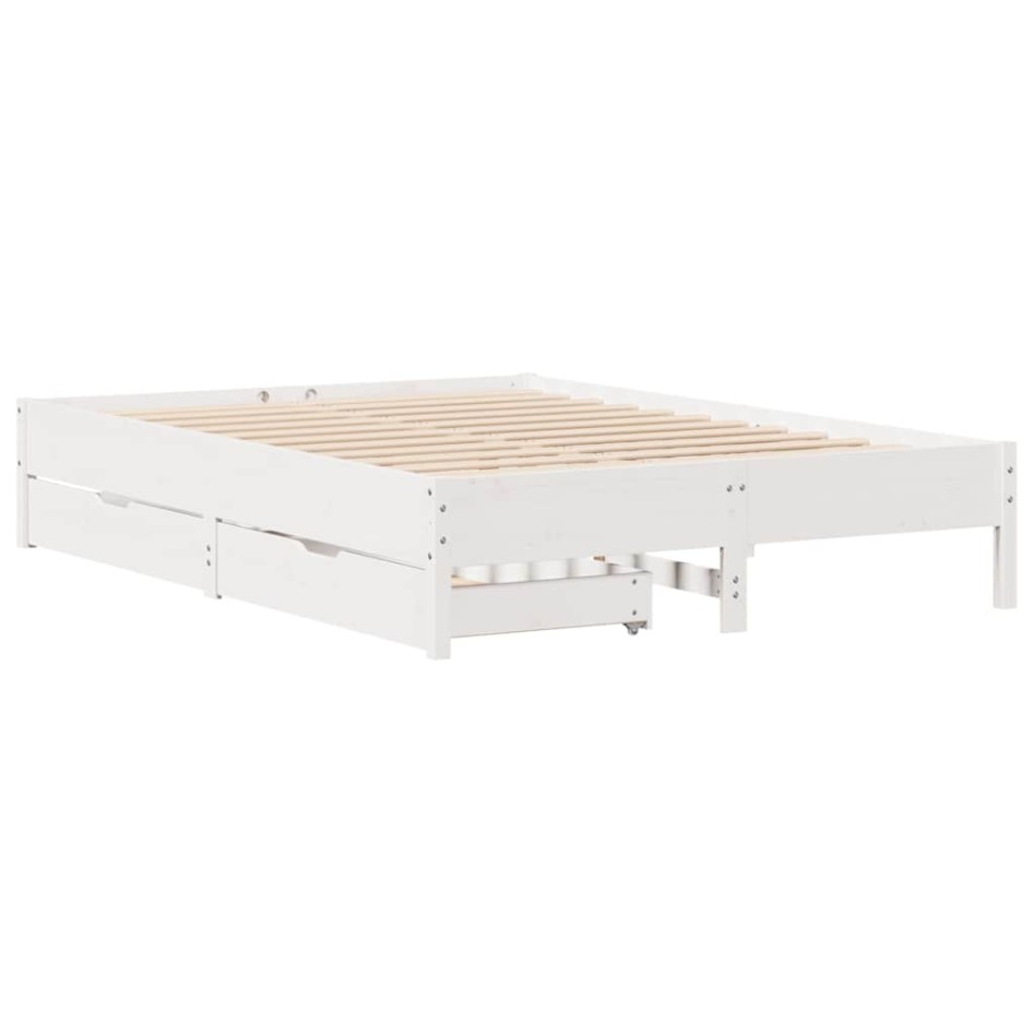Estructura de cama sin colchón madera de pino blanco 135x190