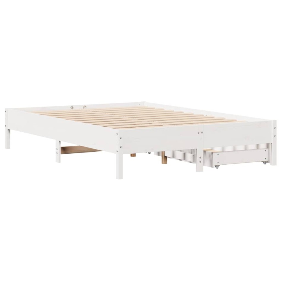 Estructura de cama sin colchón madera de pino blanco 135x190