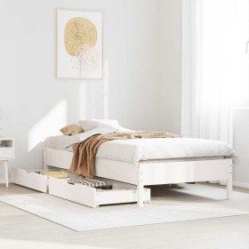 Estructura de cama sin colchón madera maciza blanca 90x190