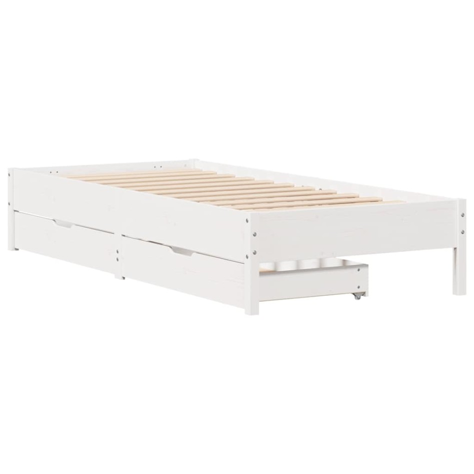 Estructura de cama sin colchón madera maciza blanca 90x190