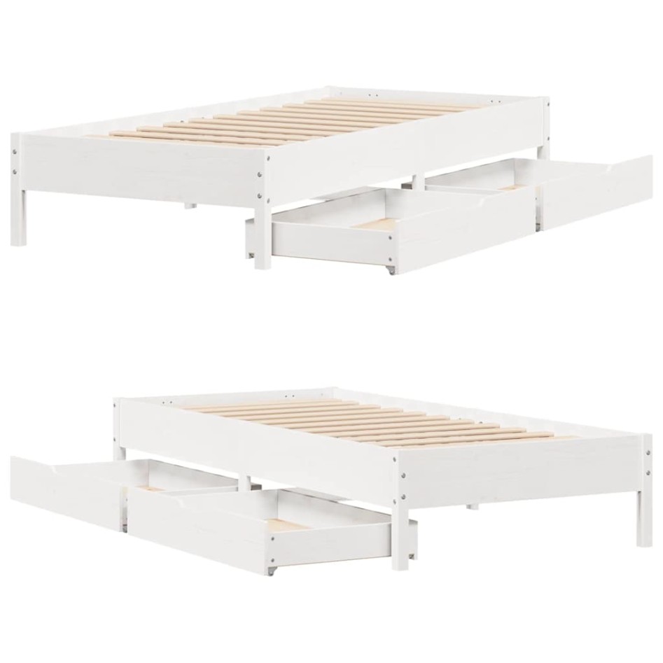 Estructura de cama sin colchón madera maciza blanca 90x190