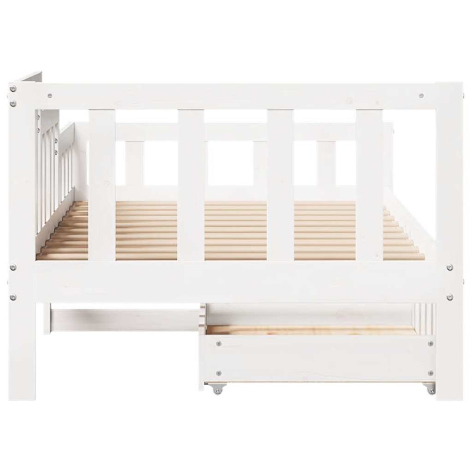Sofá cama con cajones madera maciza de pino blanca 80x200