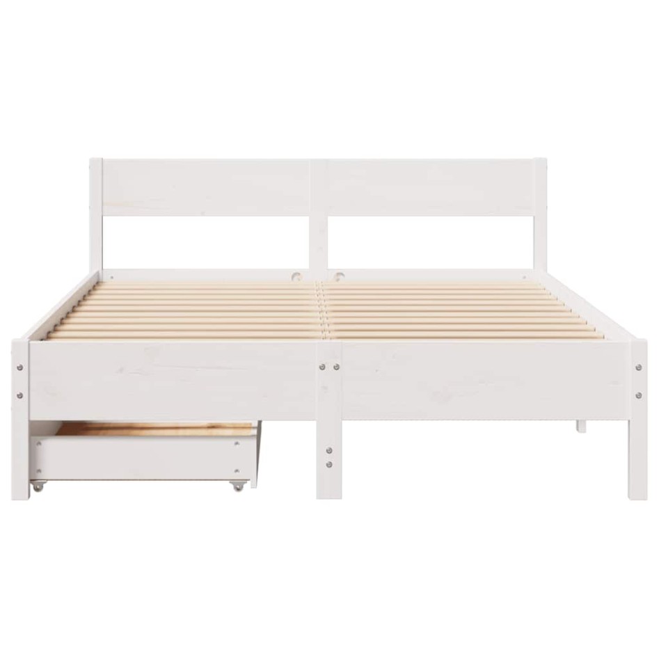 Estructura de cama sin colchón madera de pino blanca 120x200