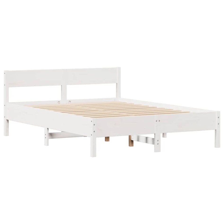 Estructura de cama sin colchón madera de pino blanca 120x200