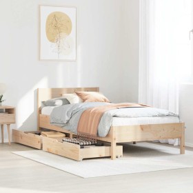 Estructura de cama sin colchón madera maciza de pino 90x200