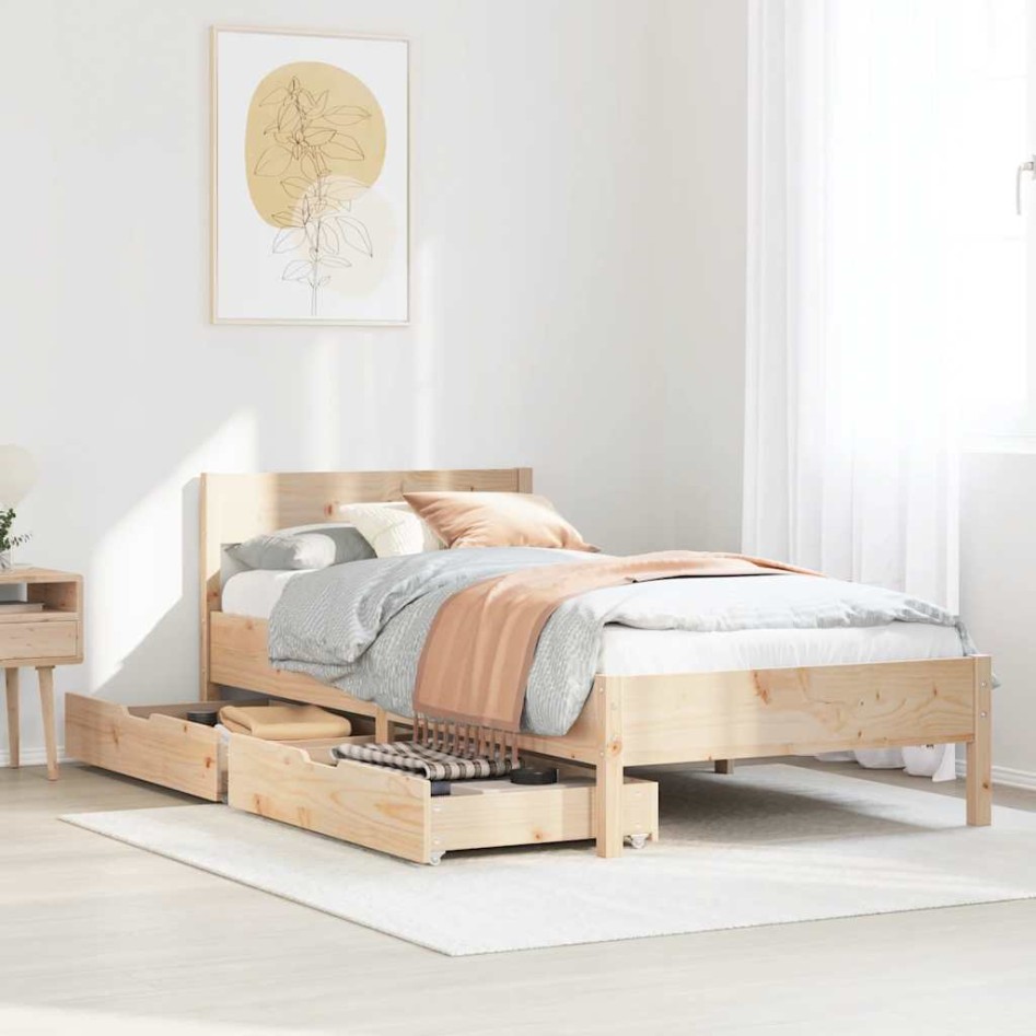 Estructura de cama sin colchón madera maciza de pino 90x200
