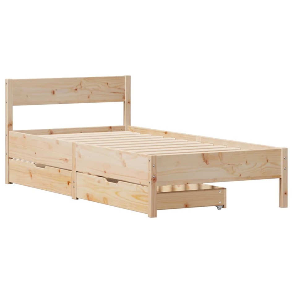 Estructura de cama sin colchón madera maciza de pino 90x200