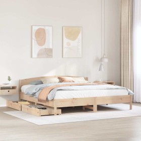 Estructura de cama sin colchón madera maciza de pino 200x200