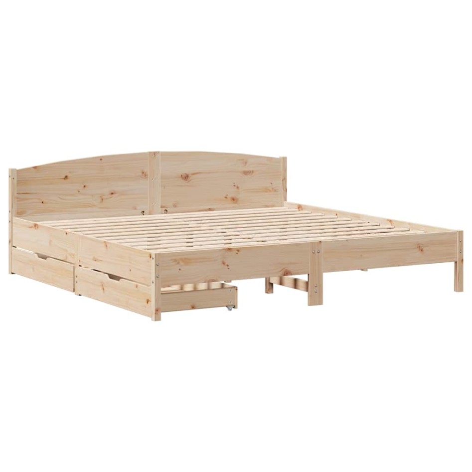 Estructura de cama sin colchón madera maciza de pino 200x200