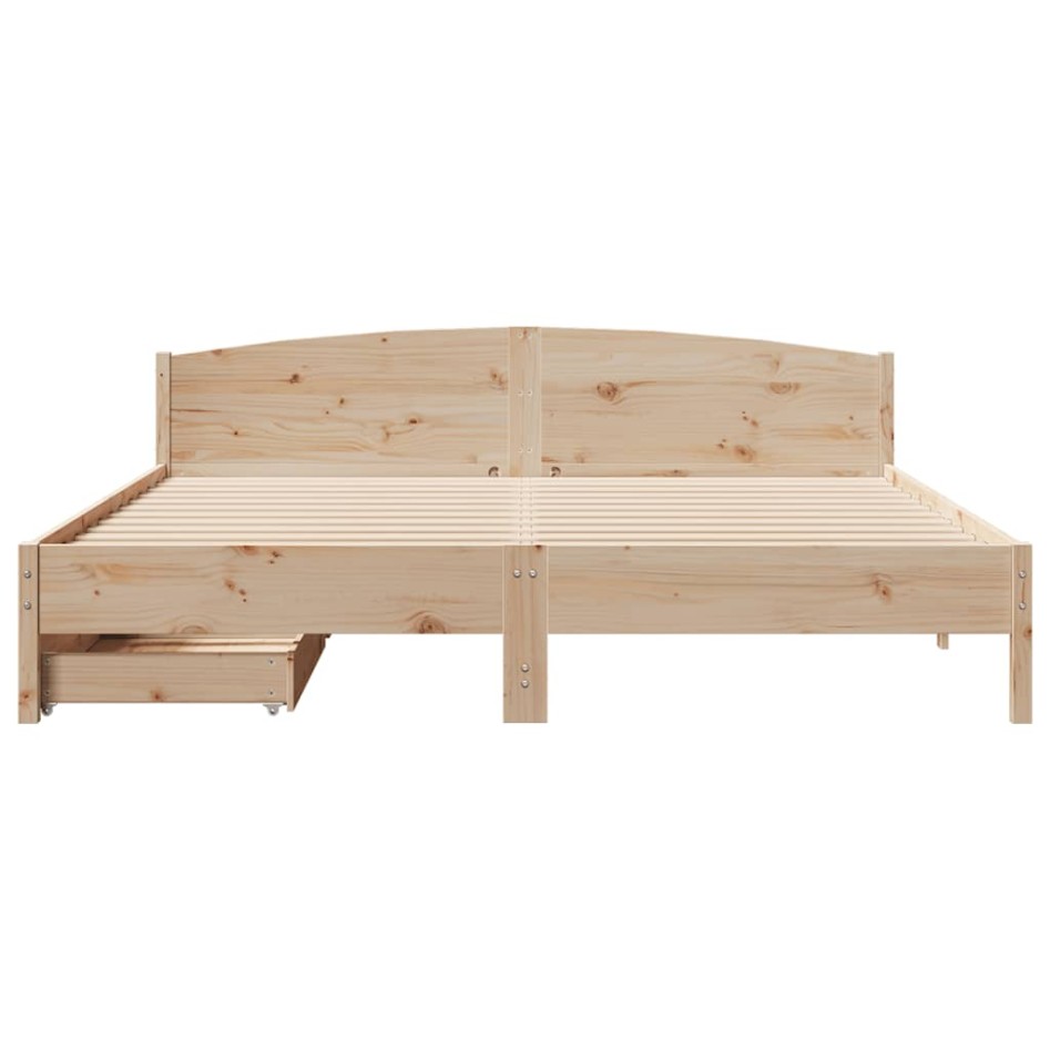 Estructura de cama sin colchón madera maciza de pino 200x200