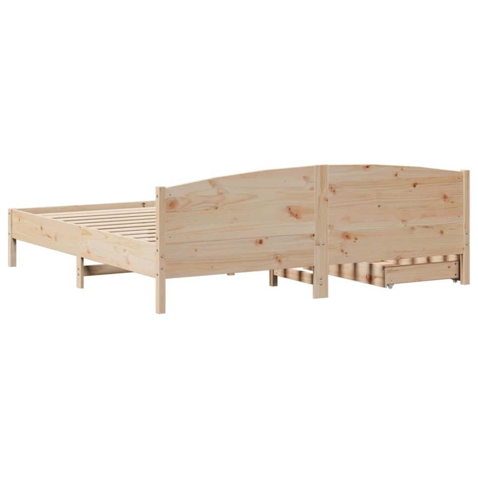 Estructura de cama sin colchón madera maciza de pino 200x200