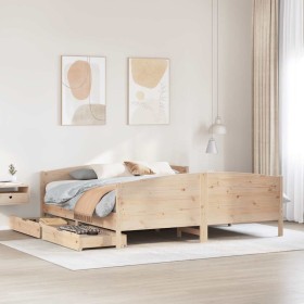 Estructura de cama sin colchón madera maciza de pino 180x200