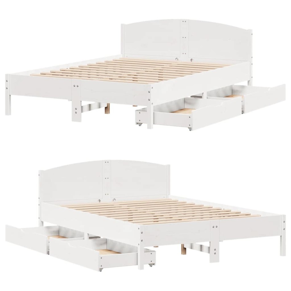 Estructura de cama sin colchón madera maciza de pino 160x200