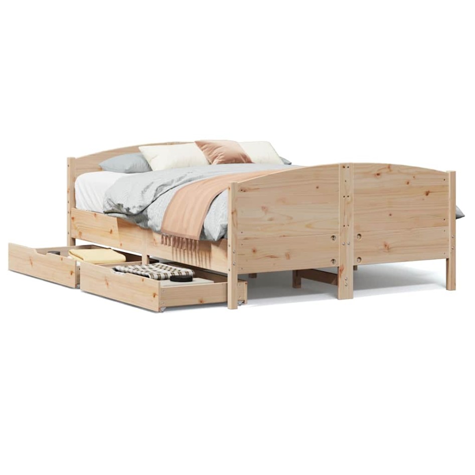 Estructura de cama sin colchón madera de pino blanco 150x200