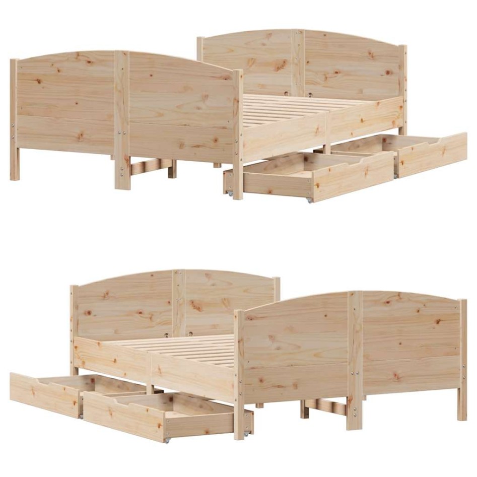 Estructura de cama sin colchón madera de pino blanco 150x200