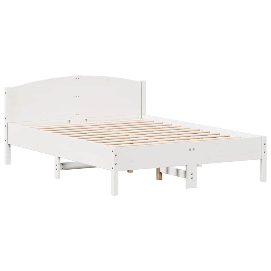 Estructura de cama sin colchón madera de pino blanca 140x190