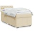 Cama box spring con colchón tela color crema 100x200