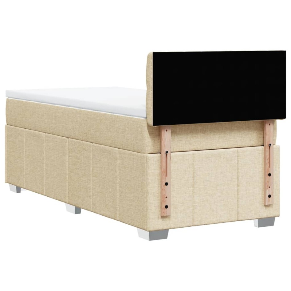 Cama box spring con colchón tela color crema 100x200