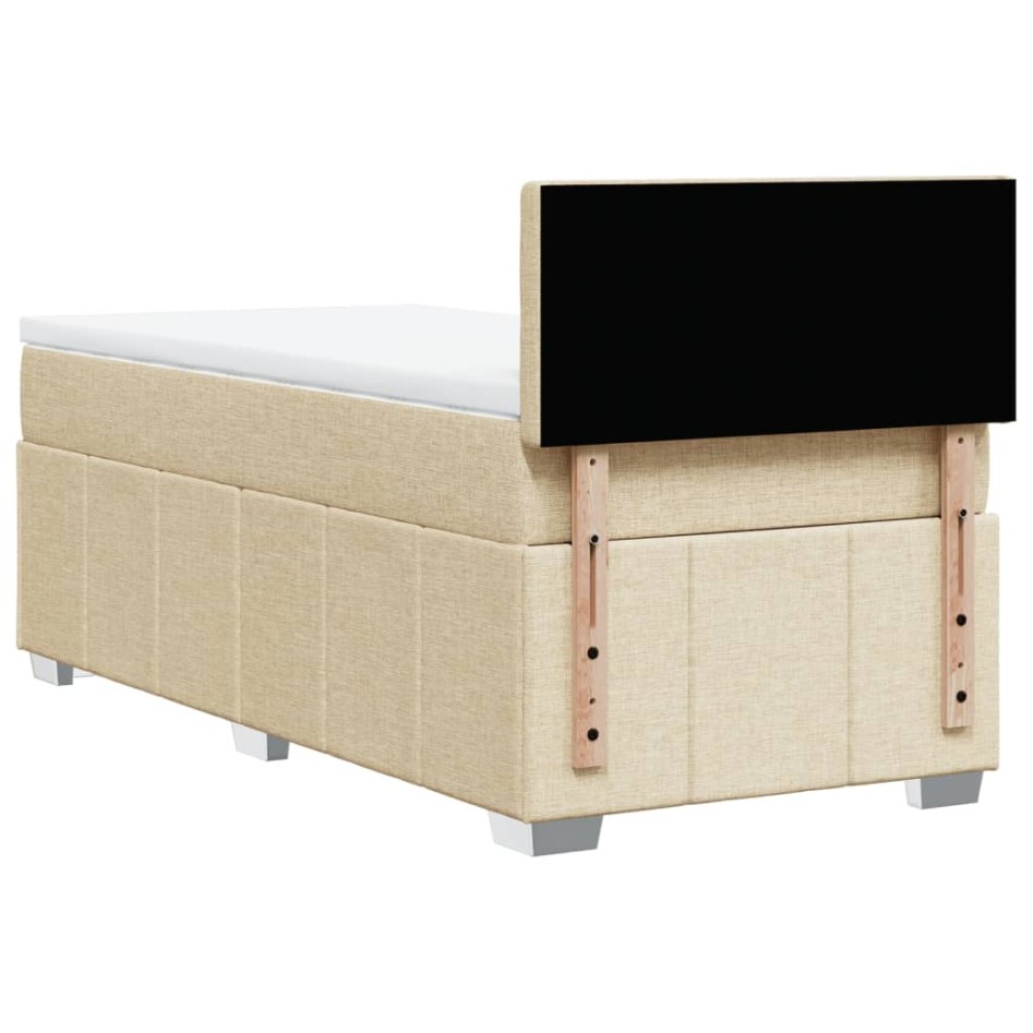 Cama box spring con colchón tela color crema 100x200