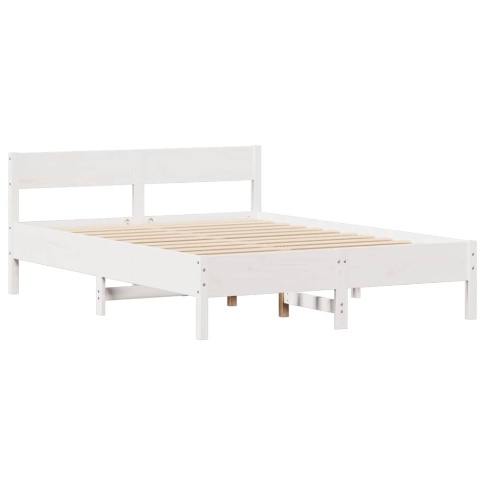 Estructura de cama sin colchón madera de pino blanca 150x200