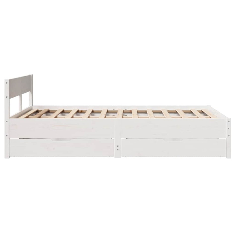 Estructura de cama sin colchón madera de pino blanca 150x200