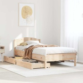 Estructura de cama sin colchón madera maciza de pino 90x190
