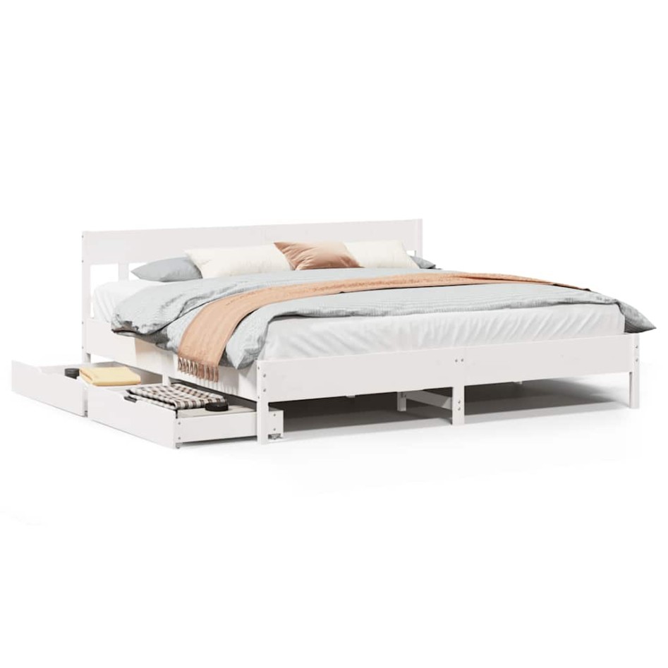Estructura de cama sin colchón madera maciza blanca 200x200