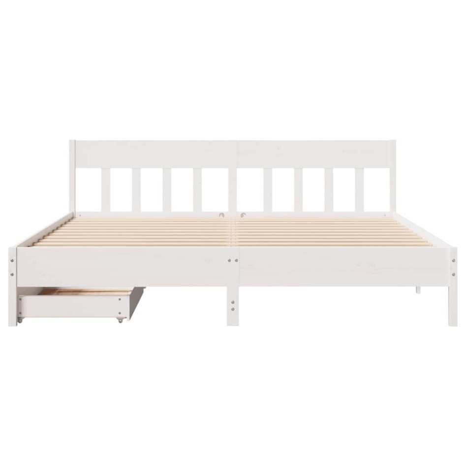 Estructura de cama sin colchón madera maciza blanca 200x200